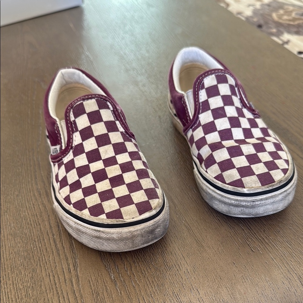 Vans Purple and White Slip-On Sneakers kids size 11.5